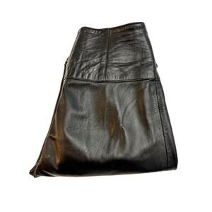 Barthe Belted Black Leather Straight Leg Slacks Size 4
